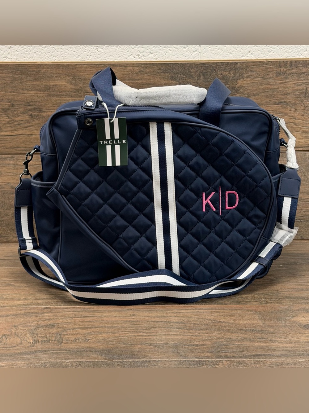 Trelle Tennis Tote Quaintrelle Navy Pickleball Racquet Bag Travel Commute- NWT